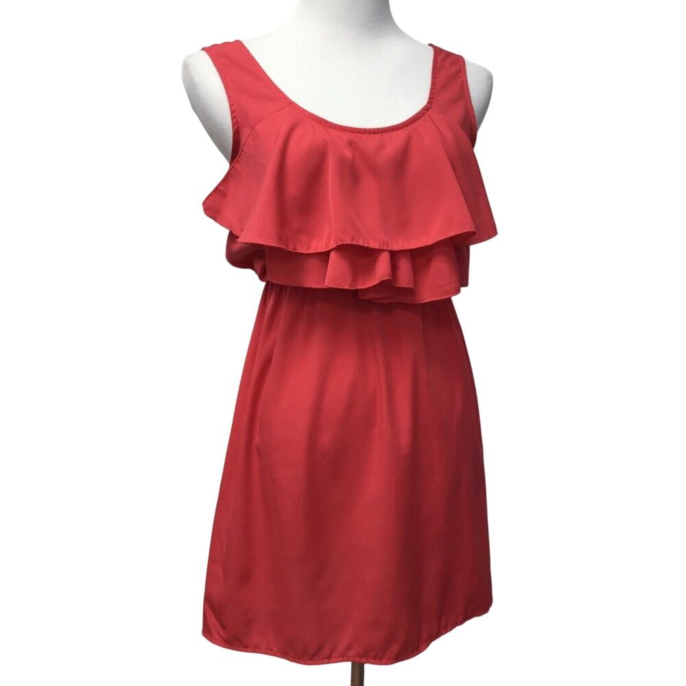Up By Ultra Pink Dress Womens Small Tiered Flounce Red Ruffle